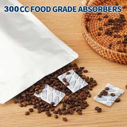 150Pcs Mylar Bags, 4 Size Smell Proof Bags with 150x300cc Oxygen Absorbers, 180 Labels for Small Business and Food Storage (50 Bags 4.3"x6.3", 40 Bags 6"x9", 35 Bags 7.5"x11.5", 25 Bags 10"x14")