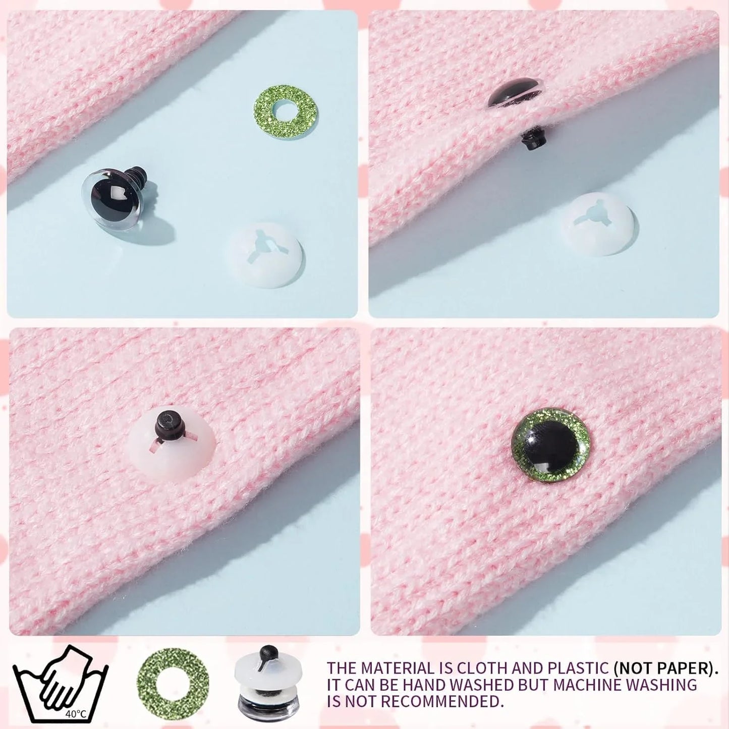 12-25mm Doll Safety Eyes£¬Colorful Plastic Crochet Eyes with Washers for Doll, Puppet Crafting, Plush Animal Teddy Bear Craft Making (Multicolor)