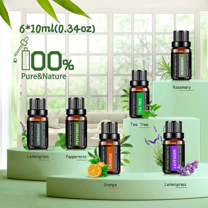 Fimilo Oil Diffuser with 6x10mL Essential Oils, 500ml Essential Oil Diffusers, Aromatherapy Diffuser, Diffusers for Essential Oils Large Room, Baby Room, Home(Pure White)