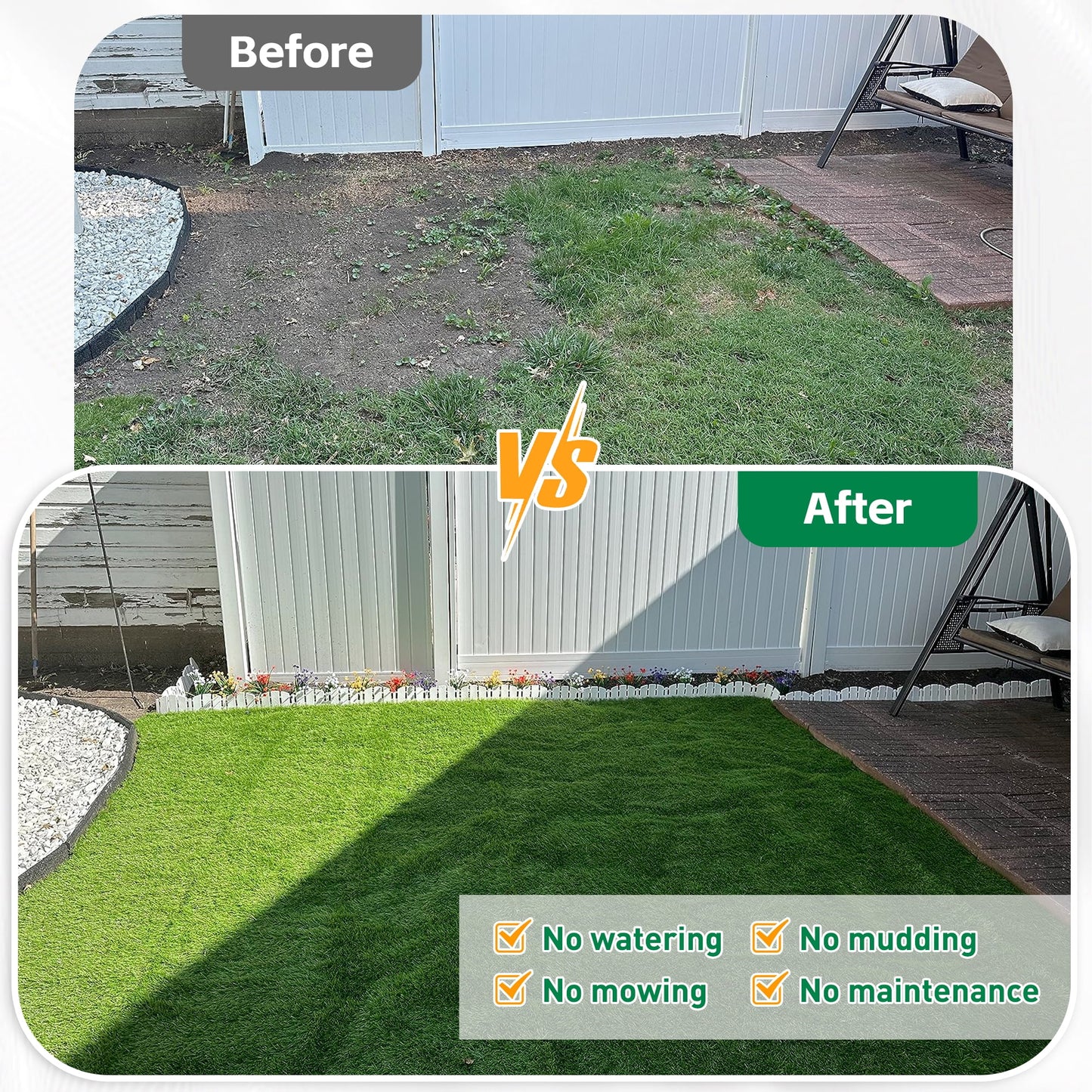 TrumanPick Waterproof Artificial Grass Turf 2.67 x 4 Indoor Outdoor Garden Lawn Mat Fake Grass Rug for Pets, 1.38"H