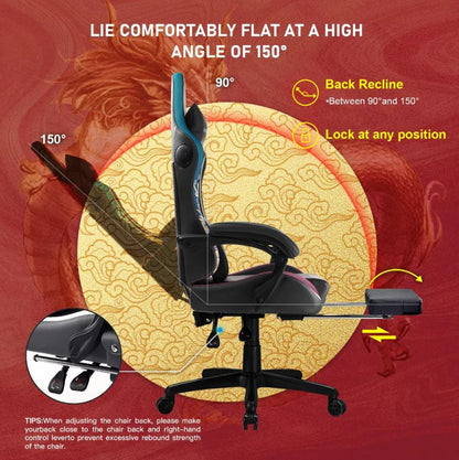GTPLAYER Esports Gaming Chair with Bluetooth Speakers and Footrest, Dragon Series Video Game Chair
