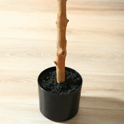6 ft Realistic Artificial Ficus Tree in Pot, Natural Trunk, Lush Leaves, Lifelike Faux Tree
