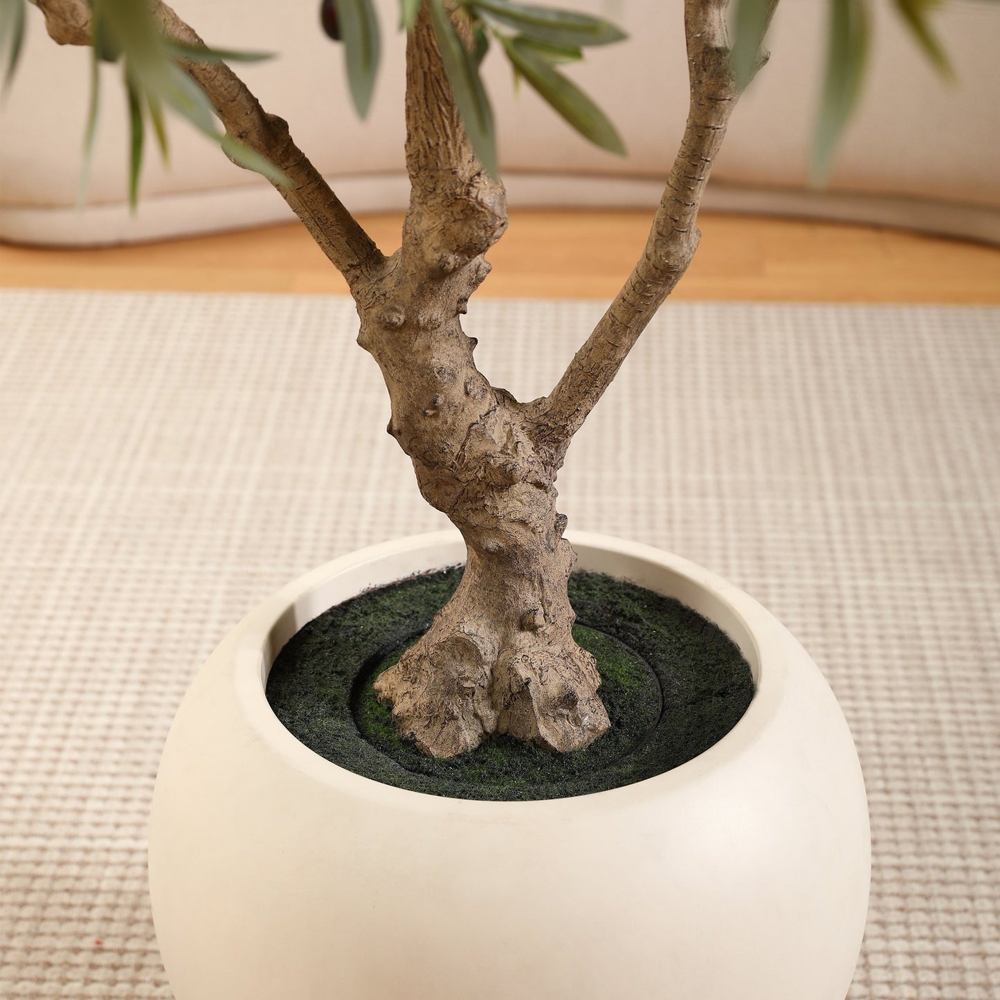 8ft Artificial Olive Tree with 18 inch White Planter, Tall Fake Olive Trees for Indoor, Faux Olive Silk Tree, Large Olive Plants for Home Decor and Housewarming Gift