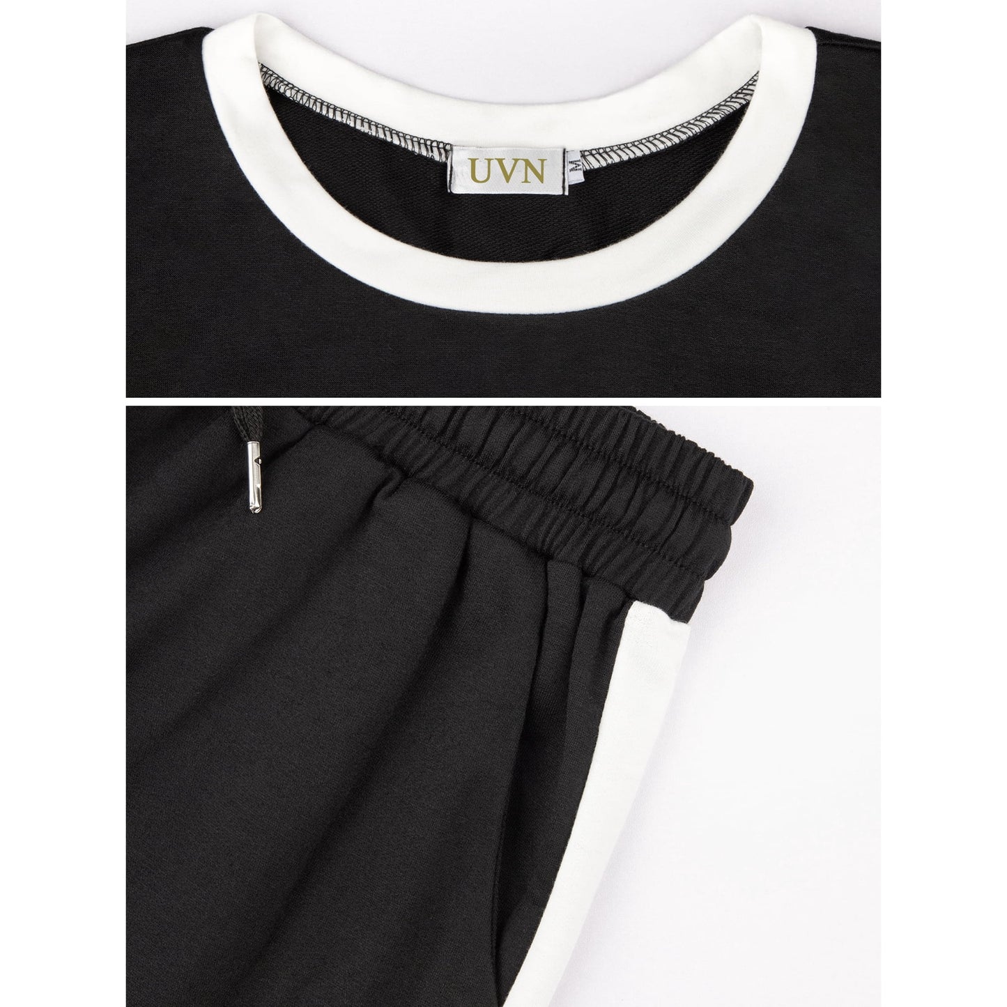 UVN Sweatsuits Womens 2pcs Sets Jogger Set Casual 2 Piece Outfit Striped Sweatshirts Long Tracksuits