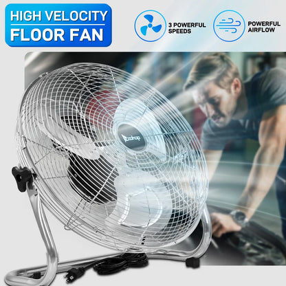 Ktaxon 16" High-Velocity Industrial Floor Fan, Heavy Duty Metal Fan, Adjustable Tilt and 3 Speeds up to 5688 CFM