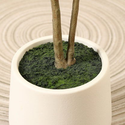 6ft Fake Ficus Tree with Oval White Planter, Pre Potted Faux Greenry Plant for Home Decor Office House Living Room Indoor Outdoor, Big Fake Plants Fake House Plants
