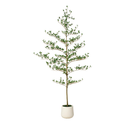 DR.Planzen 6FT Artificial Black Olive Tree with UV-Resistant Silk Leaves  White Planter, Tall Artificial Plant Natural Wood Trunk for Home Office Indoor Outdoor Decor