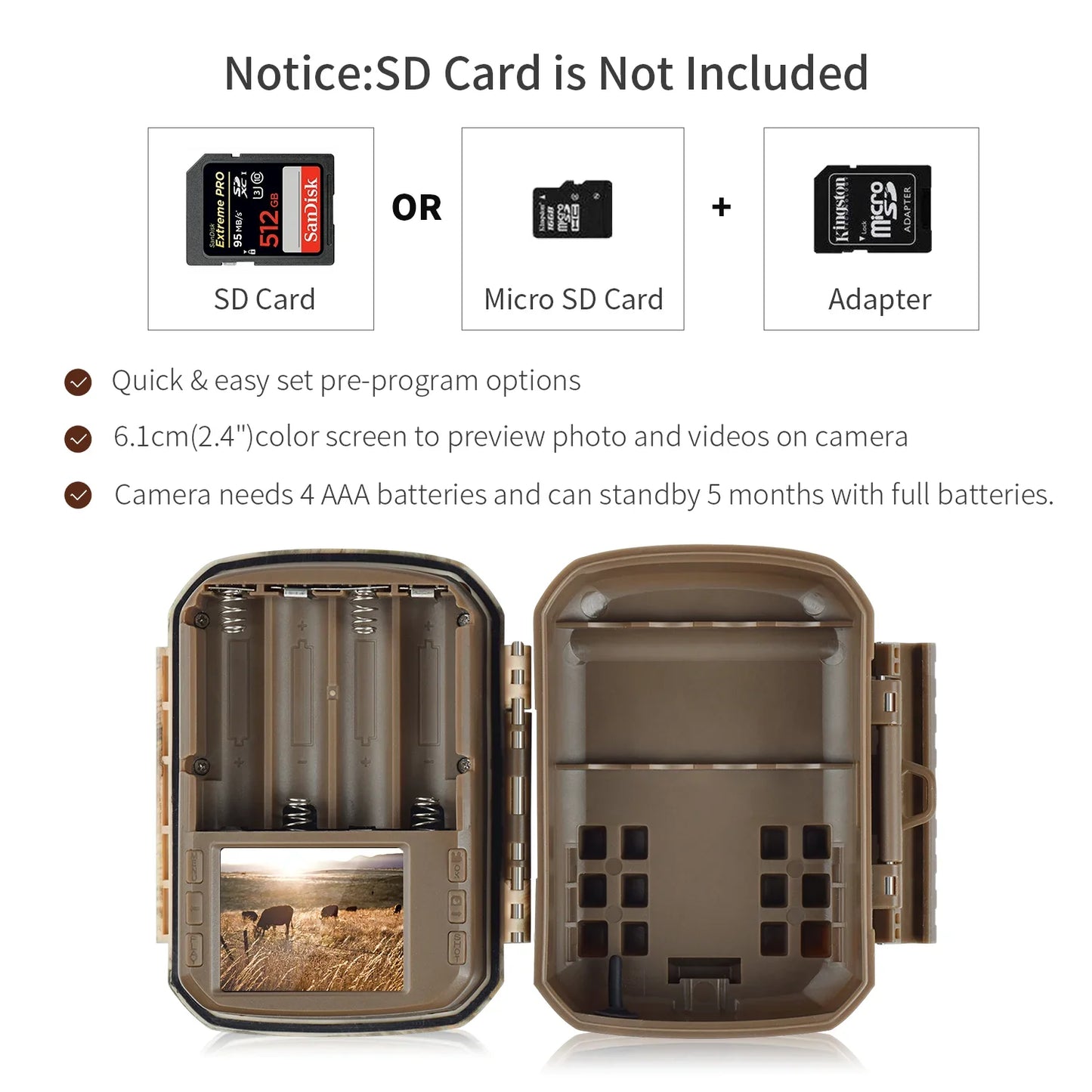 CAMPARK 2 Pack Trail Camera 36MP 2K Game Hunting Deer Camera Night Vision Waterproof Motion Activated