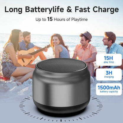 FanFun Bluetooth Speaker, Loud Stereo Sound Portable Speakers with Hand-free Calling, 15H Playtime Party Speaker for Indoor Outdoor, Gray