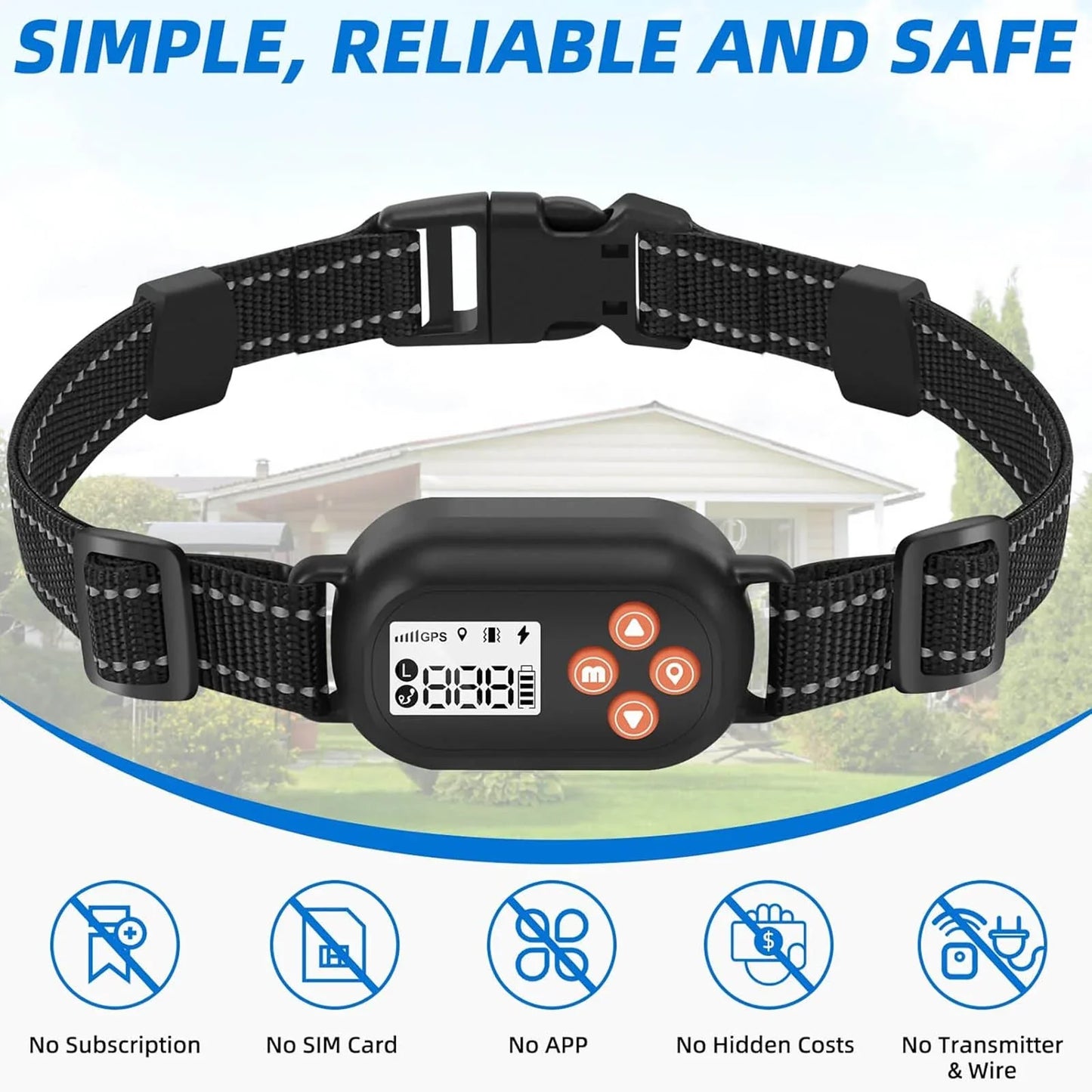 GPS Wireless Dog Fence System Electric Pet Collar with 3 Warning Modes Radius 25-999 Yards Waterproof & Rechargeable Receiver Containment for Outdoor Training
