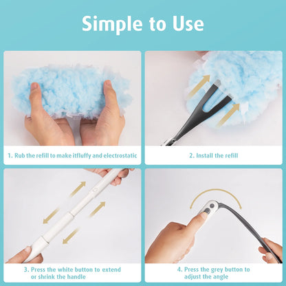 Duster Refills 360 for Swiffer 30 pcs 1 Extended Handle Featuring 5 Powerful Dust Removal Disposable Feather Duster Multi Surface Refills Super Efficient Duster Kit Compatible with Swiffer Duster