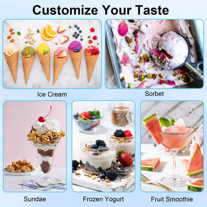 Ice Cream Maker, Frozen Yogurt Machine, for Homemade Gelato, Sorbet, Electric Soft Serve Maker, 1 Quart, Blue