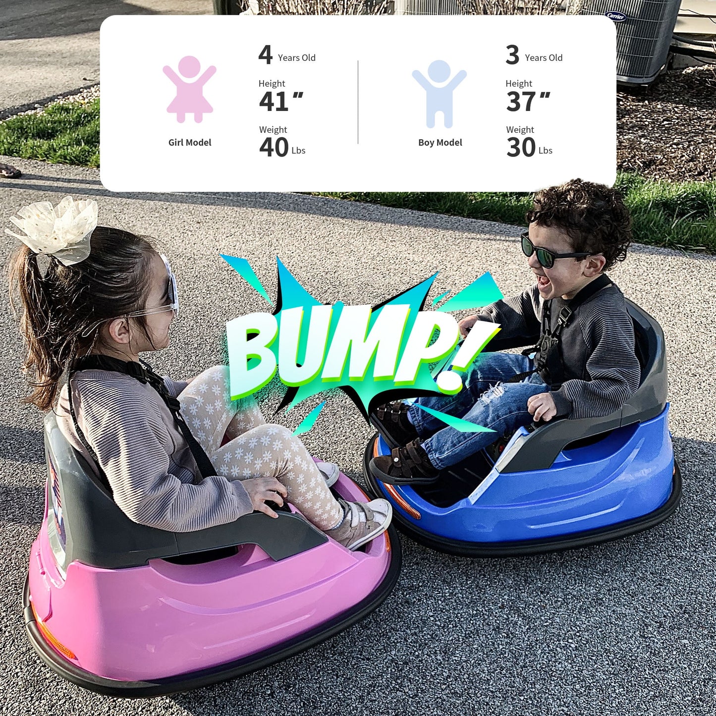 Hikiddo Bumper Car for Kids, 6V Powered Kids Ride on Toys Bumper Car for Toddlers 1.5-5 w/ Remote, 3 Speed - Pink