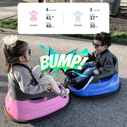 Hikiddo Bumper Car for Kids, 6V Powered Kids Ride on Toys Bumper Car for Toddlers 1.5-5 w/ Remote, 3 Speed - Pink
