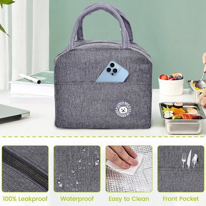 TRANSLINK Lunch Bag Women/Men Lunch Tote Bags for Work, Travel, Outdoor (Grey)