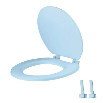 Aiteng Durable Round Toilet Seat with Slow Soft Close - Easy to Install and Clean, Never Loosens, Fits Most Round Toilets, Blue