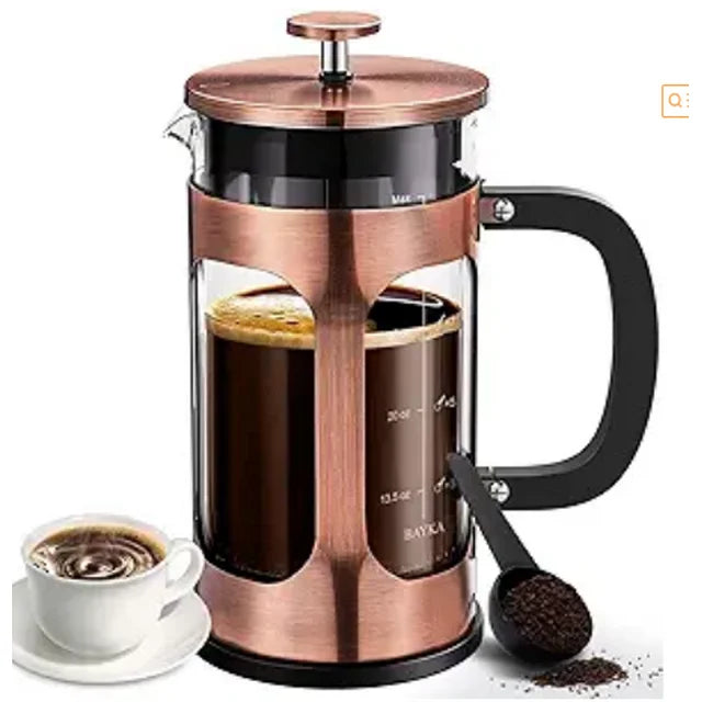 VAVSEA 34 oz 1 Liter French Press Coffee Maker, Glass Stainless Steel Coffee Press, Cold Brew Heat Resistant Thickened Borosilicate Coffee Maker