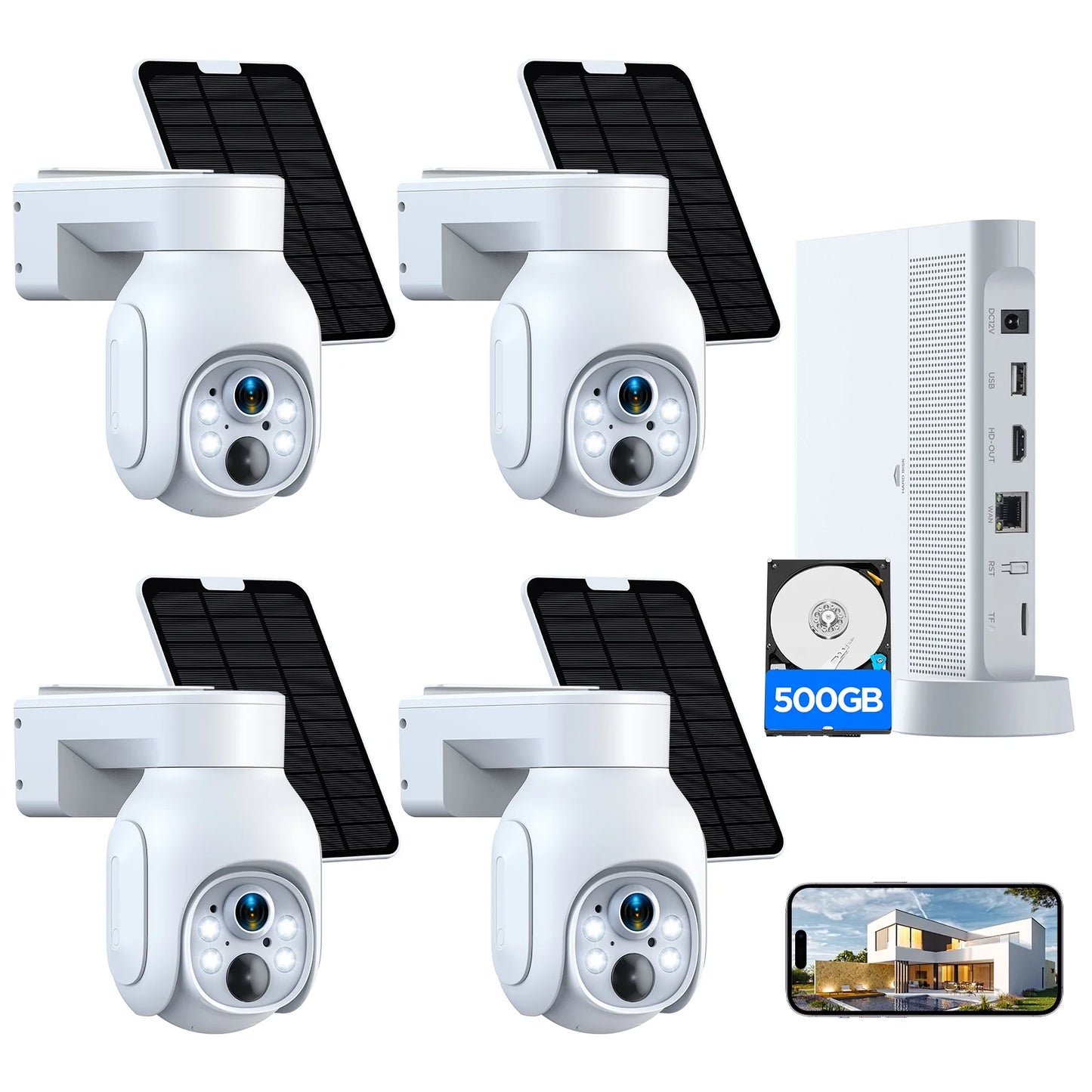 TOGUARD SC23 10CH 4MP Solar Wireless Security Camera System Outdoor Battery WiFi Dome Surveillance Camera NVR HDMI Connector