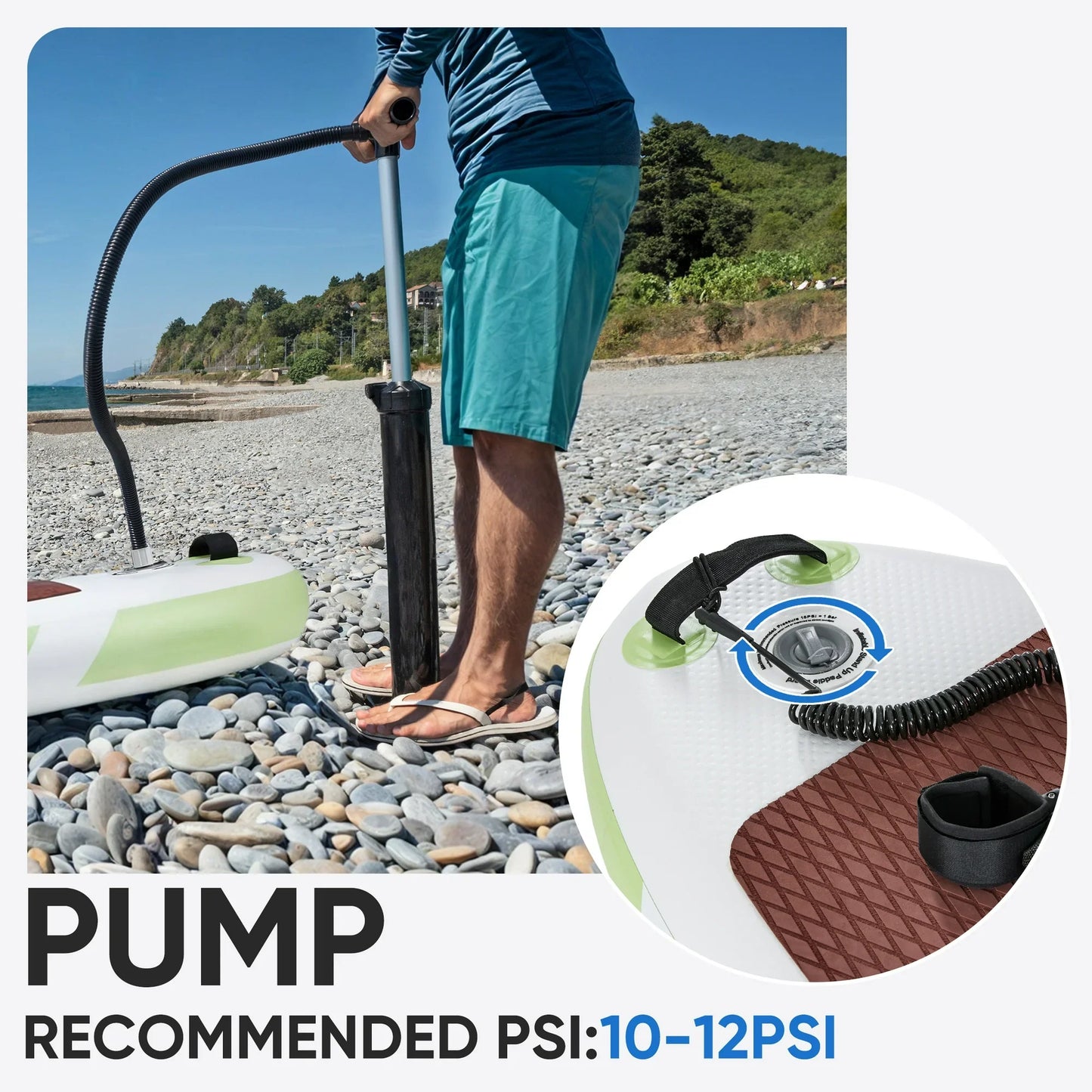 ZUNMOS 10.5'×33'' Inflatable Stand Up Paddle Board Non-Slip Deck, Durable Advanced Material and Complete SUP Accessories for All Skill Levels, ﻿Brown and Green