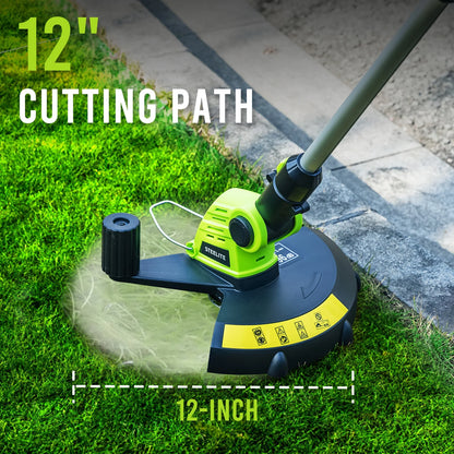 Steelite 12-inch 21V Cordless String Trimmer, Battery Powered Weed Wacker & Lightweight Grass Trimmer with 2.0Ah Battery and Charger, Electric Weed Eater for Trimming and Edging