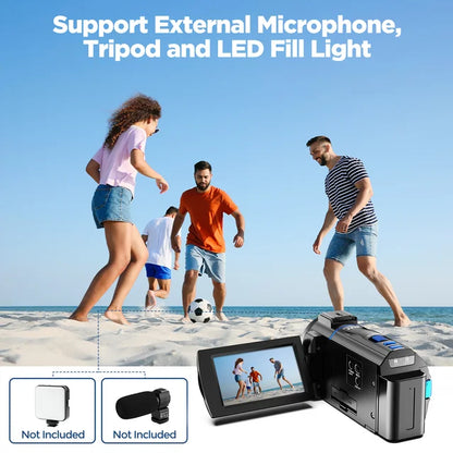 Campark 4K 30FPS Video Camera 48MP Camcorder with IR Night Vision 16X Digital Zoom 3.0" Touch Screen