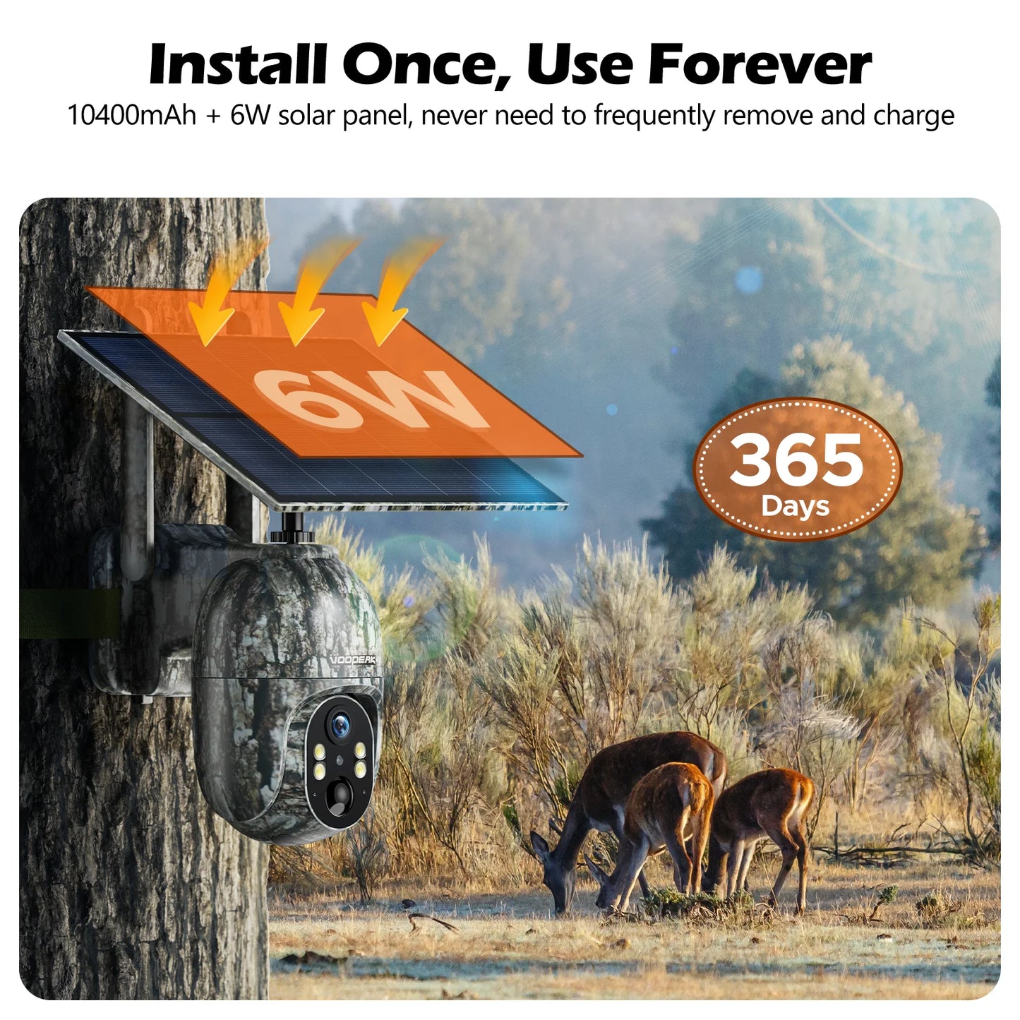 CAMPARK 4G LTE Cellular Trail Camera Wireless, Solar Powered Game Camera with 360Pan 90Tilt, 2.5K HD Night Vision, Motion Activated, Waterproof IP66, Hunting Security Camera with SIM Card, NO WiFi