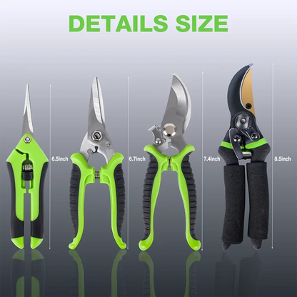 SUNOYAR 4 Pack Garden Pruning Shears, Garden Clippers Tools, Handheld Scissors Set with Gardening Gloves, Stainless Steel Precision Blades Pruning Shears Tree Trimmers