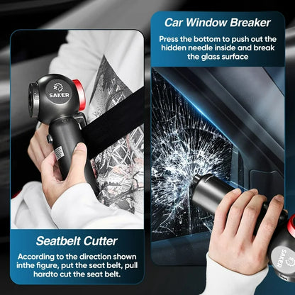 Saker Cordless Handheld Vacuum, 6 in 1 Multifunctional Vacuum with 120W/20000PA Brushless Motor, Window Breaker  Seatbelt Cutter for Car, Home, Office