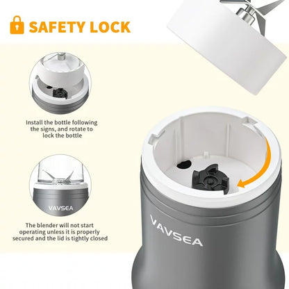 VAVSEA Portable Blender, Personal Blender for Shakes and Smoothies, BPA-Free 20oz Mini Blender with Travel Lids for Home Kitchen, Office and Sports, 500W