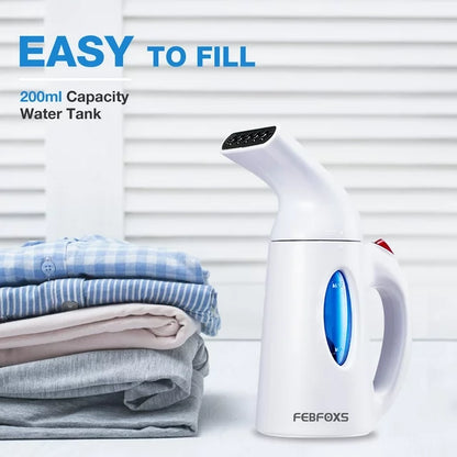 FEBFOXS Steamer for Clothes,700w Portable Garment Steamer,Auto Shut-off Function,Wrinkles/Steam/Soften/Clean/Sterilize,White