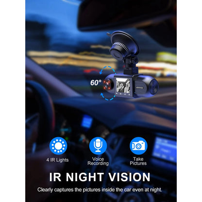 Campark Dual Dash Cam 1080P Dash Cam Front and Inside Dash Camera for Cars with GPS Tracking, Inside IR Night Vision, Parking Monitor, Loop Recording, G-sensor