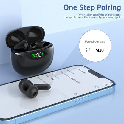 Bluetooth 5.0 Wireless Earbuds with Charging Case IPX5 Sweatproof Headset/Headphones in Ear Built in Mic Industrial Leading TWS Sound with Sport Pumping Bass -black