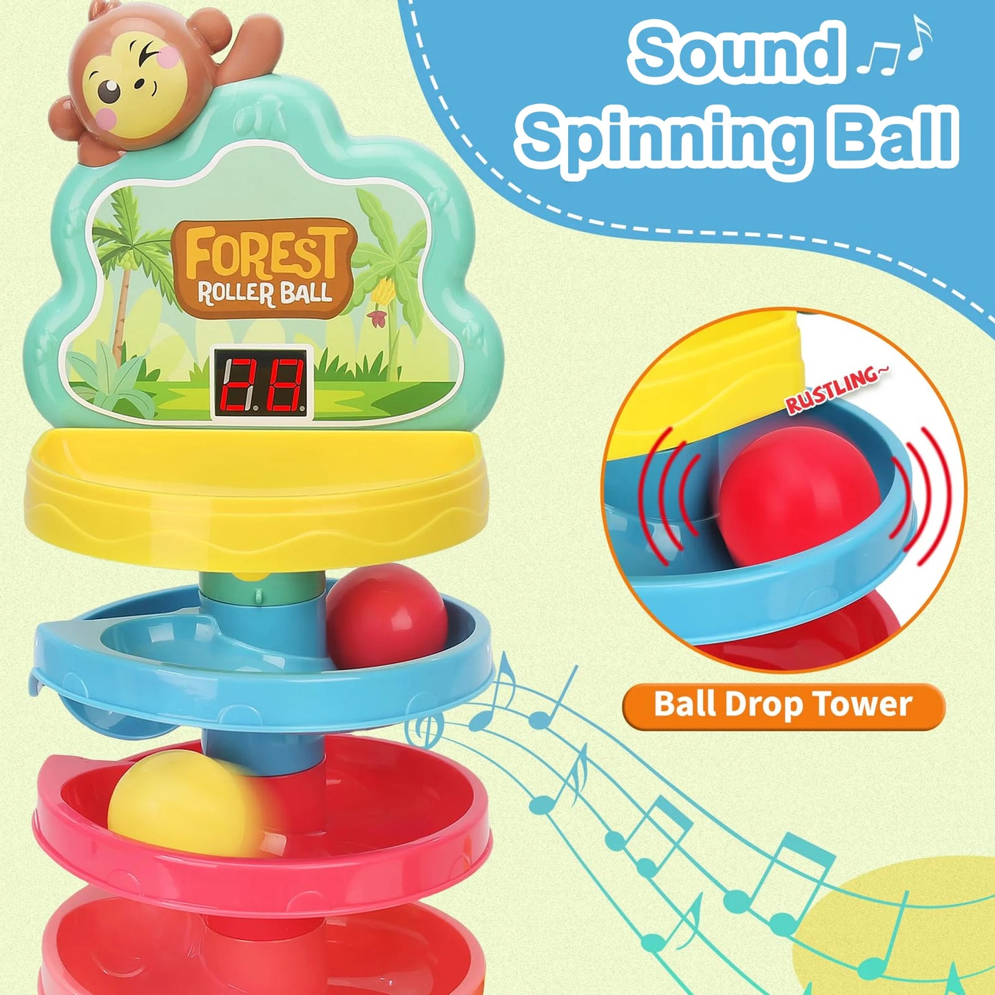 Richgv Pound A Ball Toy and Ball Drop Toy with Scoring Game, 3 in 1 Ball Tower and Shoot Ball Toddler Montessori Learning Toys Educational Preschool Toy for Boys Girls