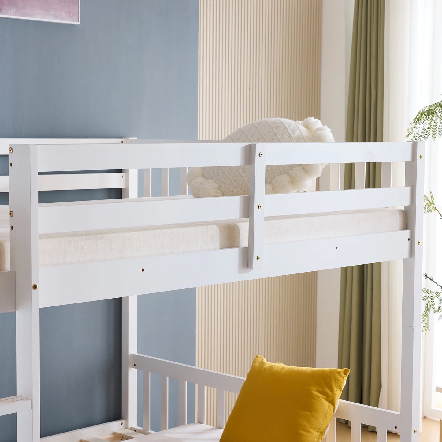 Ktaxon Wood Full over Full Bunk Bed with Trundle for Kids & Adults Bedroom, White