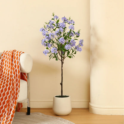 5ft Disassembled Blue Snowflake Tree with Oval White Pot - Artificial Tree for a Festive Atmosphere