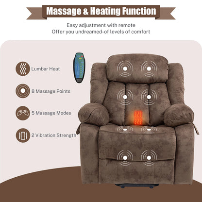 UHOMEPRO Recliner Chair for Living Room, Electric Heated Power Lift Recliner Chairs for Adults Elderly, Recliner Sofa for Seniors 330 lb Capacity with Side Pocket for Home Theater, Brown