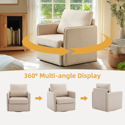 Swivel Accent Chair Modern Sofa Chair with Storage Reading Barrel Chiar Armchair For Living Room Chairs For, Bedroom, Beige