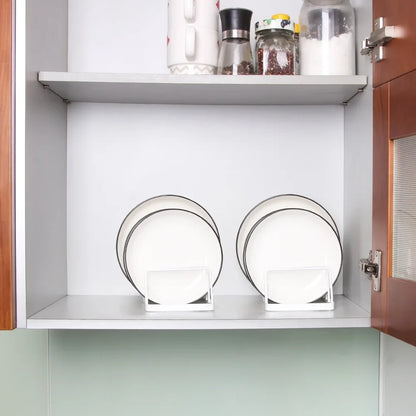 Tomorotec Dish Plate Storage Drainboard 2-Pack, Alloy Steel Kitchen Pot Lid Holder Dish Plate Drying Rack Drainer Stand Multifunctional Cabinet Organizer