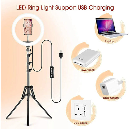 13" LED RGB Selfie Ring Light w/ Mini & Extendable Tripod Stand & Phone Holder 10 Brightness Level 26 Light Modes Dimmable Ringlight for Beauty Makeup Live Streaming YouTube Video Photography Shooting
