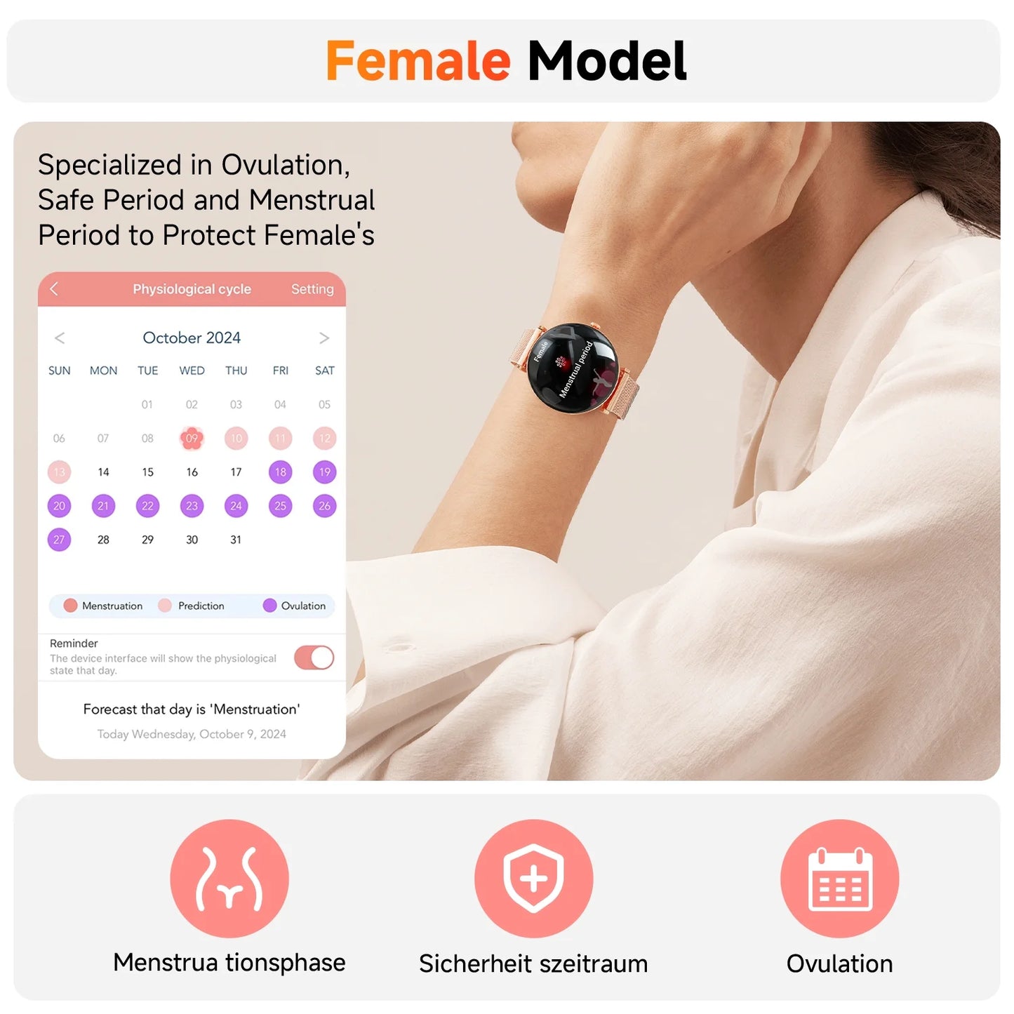 【AMOLED】Mingdaln Smart Watches for Women, for Android and Iphone Devices, IP68 Waterproof, 100 Sport Modes, 1.43-inch Fitness Tracker, with Answer/Make Calls, Gold