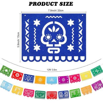 4 Pack Fiesta Party Banner Mexican Felt Banner Cinco de Mayo Papel Picado Fiesta Banner Cino de Mayo Party Decorations Supplies