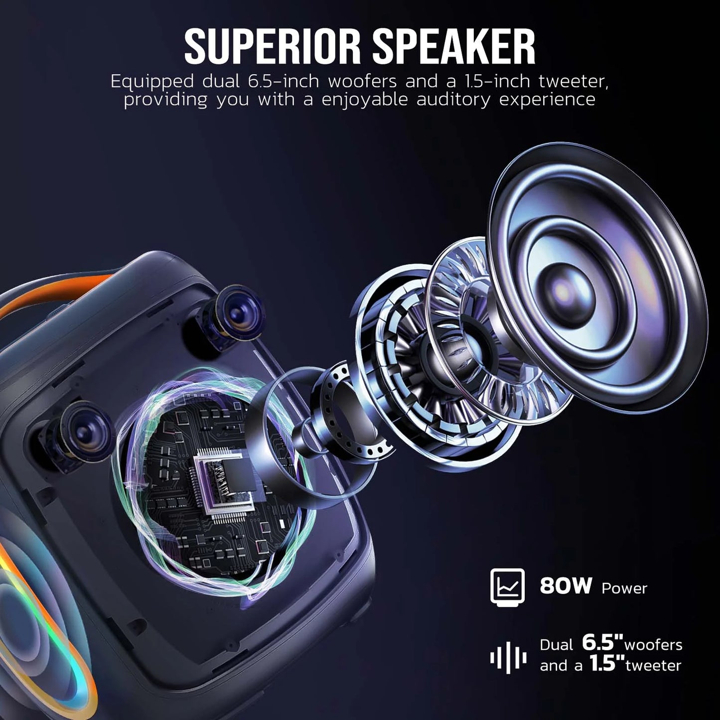 Seenda Karaoke Machine with 2 Wireless Microphones, Bluetooth, Double 6.5  1.5 Tweeter Speakers, IPX5 Waterproof, and RGB Lights – Portable PA System for Indoor  Outdoor Parties