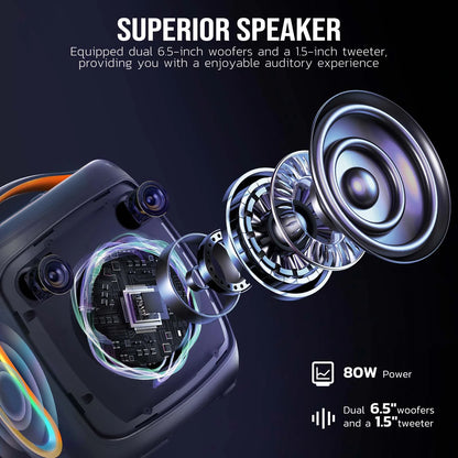 Seenda Karaoke Machine with 2 Wireless Microphones, Bluetooth, Double 6.5  1.5 Tweeter Speakers, IPX5 Waterproof, and RGB Lights – Portable PA System for Indoor  Outdoor Parties