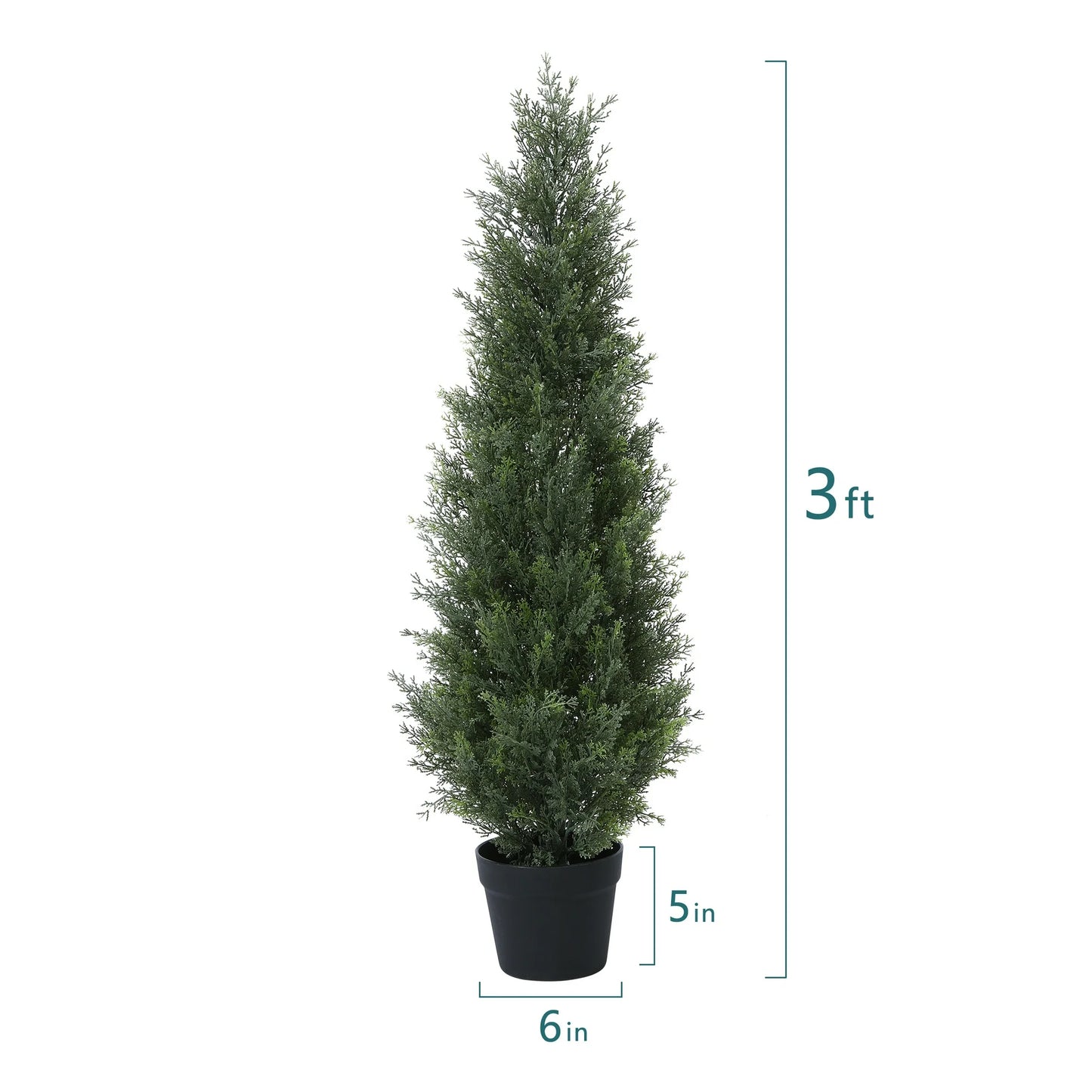 2 Pack 3ft Artificial Cedar Topiary Trees for Outdoors, Fake Cypress Plants with Solar Light String, Faux uv resistant Plants for Home Front Porch Decor, Housewarming Gift