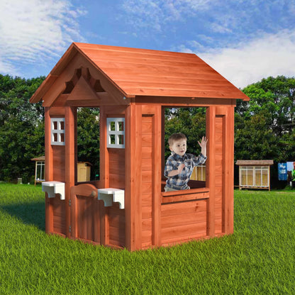 COCLUB Playhouse for Kids Outdoor, Modern Wooden Playhouse with Working Door, Windows, Flowers Pot Holder, Play House for Kids Ages 4-8, 42"x46"x55"