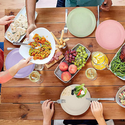 4pcs Dinner Plates 8inch Reusable Plastic Plates Microwave and Dishwasher Safe Dishes