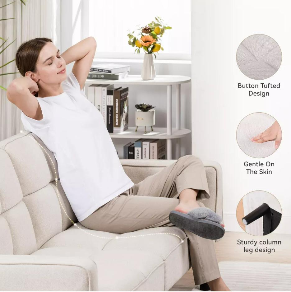 COMHOMA Convertible Futon Sofa Bed, Loveseat with Armrests, Sleeper, Futon Couch