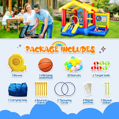 COCLUB Bounce House for Kids 3-6, Inflatable Bounce House with Blower, Slide, Ball Pit, 50 Ocean Balls, Indoor/Outdoor Jump House