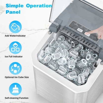 Ice Maker, Portable Countertop Ice Machine with 2 Sizes of Bullet Ice, Self-Cleaning, 9 Cubes Ready in 6 Mins, with Ice Scoop and Basket,for Home, Kitchen