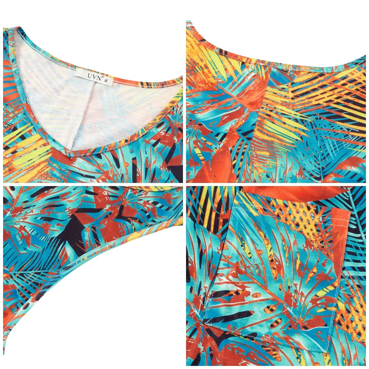 UVN Summer Dresses for Women V Neck Sleeveless T Shirt Dress Casual Beach Sundress with Pockets